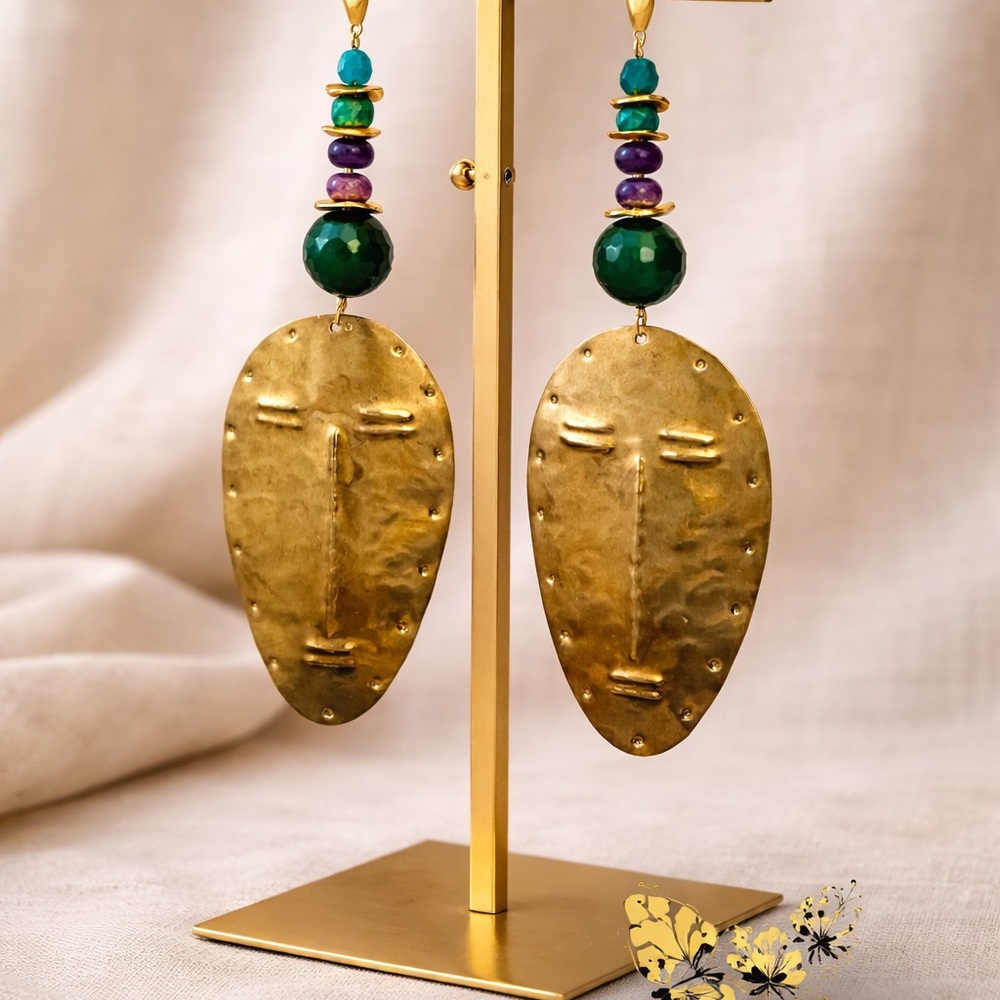 Elegant Gold and Green Earrings